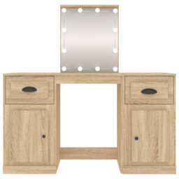 Berkfield Dressing Table With Led Sonoma Oak 130X50X132.5 Cm - thumbnail 6