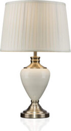 Lighting Supermarket Hepburn Large Ceramic Table Lamp Ivory Pleated Shade Cream Brass Finish 58Cm - thumbnail 2