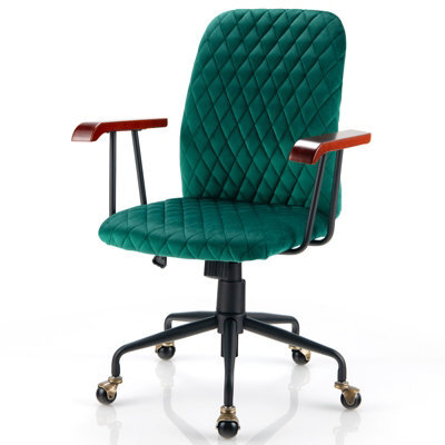 Costway Velvet Leisure Chair Adjustable Swivel Home Office Chair Rolling Computer Chair - image 1