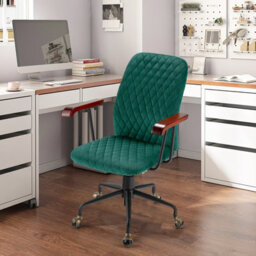 Costway Velvet Leisure Chair Adjustable Swivel Home Office Chair Rolling Computer Chair - thumbnail 3