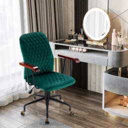 Costway Velvet Leisure Chair Adjustable Swivel Home Office Chair Rolling Computer Chair - thumbnail 4