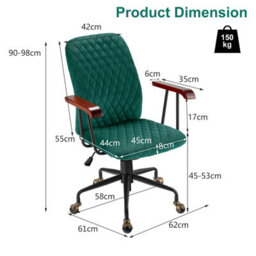 Costway Velvet Leisure Chair Adjustable Swivel Home Office Chair Rolling Computer Chair - thumbnail 2