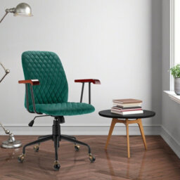 Costway Velvet Leisure Chair Adjustable Swivel Home Office Chair Rolling Computer Chair - thumbnail 5