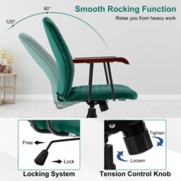 Costway Velvet Leisure Chair Adjustable Swivel Home Office Chair Rolling Computer Chair - thumbnail 6