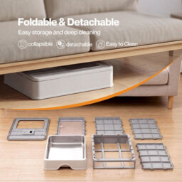 Skylos Cat Litter Box Stainless Steel,enclosed Drawer Control Foldable Grey - thumbnail 9