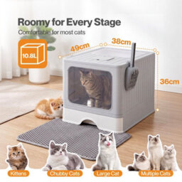 Skylos Cat Litter Box Stainless Steel,enclosed Drawer Control Foldable Grey - thumbnail 8