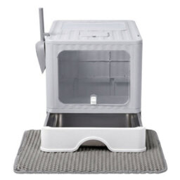 Skylos Cat Litter Box Stainless Steel,enclosed Drawer Control Foldable Grey - thumbnail 3