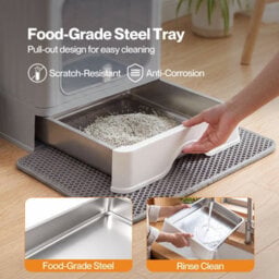 Skylos Cat Litter Box Stainless Steel,enclosed Drawer Control Foldable Grey - thumbnail 6