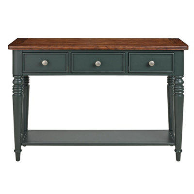 Statement Furniture Queensbury Console Table With Oak Top In Bottle Green - image 1