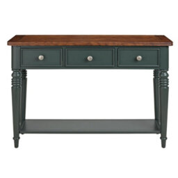 Statement Furniture Queensbury Console Table With Oak Top In Bottle Green