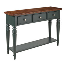 Statement Furniture Queensbury Console Table With Oak Top In Bottle Green - thumbnail 4