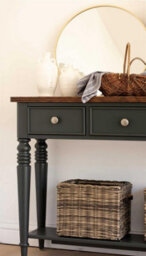 Statement Furniture Queensbury Console Table With Oak Top In Bottle Green - thumbnail 5