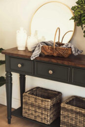 Statement Furniture Queensbury Console Table With Oak Top In Bottle Green - thumbnail 2