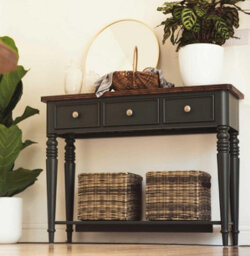 Statement Furniture Queensbury Console Table With Oak Top In Bottle Green - thumbnail 3