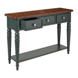 Statement Furniture Queensbury Console Table With Oak Top In Bottle Green - thumbnail 6