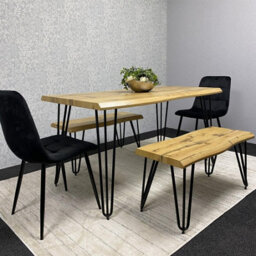 Kosy Koala Modern Dining Table Set With 2 Black Velvet Chairs And 2 Benches Dining Room Furniture - thumbnail 9