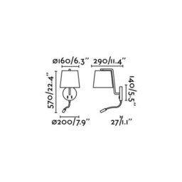 Luminosa Lighting Luminosa Berni 1 Light Indoor Wall Light Reading Lamp Black, E27 - thumbnail 2