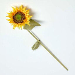 Homescapes Artificial Yellow Handcrafted Sunflower Single Stem, 80 Cm
