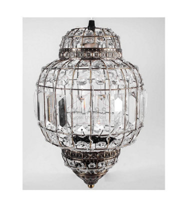 Klass Home Collection K9 Crystal Moroccan Style Pendant Ceiling Light Shade Brass Finish - image 1