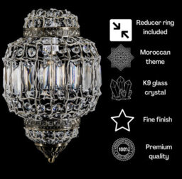 Klass Home Collection K9 Crystal Moroccan Style Pendant Ceiling Light Shade Brass Finish - thumbnail 4