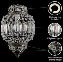 Klass Home Collection K9 Crystal Moroccan Style Pendant Ceiling Light Shade Brass Finish - thumbnail 3