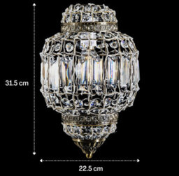 Klass Home Collection K9 Crystal Moroccan Style Pendant Ceiling Light Shade Brass Finish - thumbnail 2