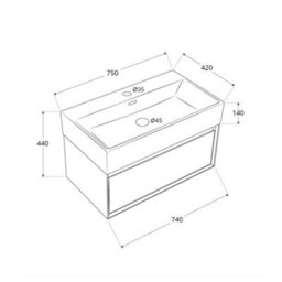 Homestylestore 750mm Black Grey Wall Hung Waterproof Bathroom Vanity Unit - thumbnail 4