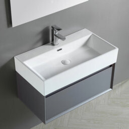 Homestylestore 750mm Black Grey Wall Hung Waterproof Bathroom Vanity Unit - thumbnail 2