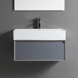 Homestylestore 750mm Black Grey Wall Hung Waterproof Bathroom Vanity Unit - thumbnail 1