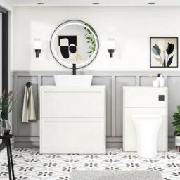 Royal Bathrooms Royal Bathroom Elmore 800mm Classic White Freestanding Countertop Bathroom Vanity Unit 2 Drawer With Cube Basin - thumbnail 5