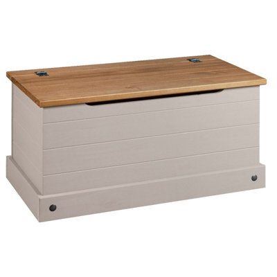 Mews Corona Storage Chest Bedding Box Toy Blanket Ottoman Grey Solid Pine - image 1