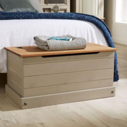 Mews Corona Storage Chest Bedding Box Toy Blanket Ottoman Grey Solid Pine - thumbnail 2