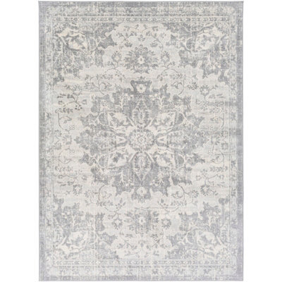 Livabliss Monaco-Vintage Grey Ivory Cream Traditional Boho Living Dining Bedroom Rug 140 X 200 Cm Easy Care, Non Shedding - image 1