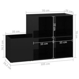 Berkfield Elegant Hall Shoe Cabinet High Gloss Black 105X35.5X70 Cm Engineered Wood - thumbnail 8