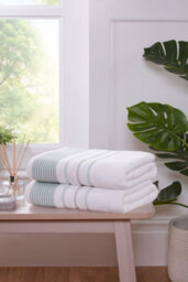 Rapport Home Dakota Stripe Cotton Bath Towels Set Of 2 (Green)