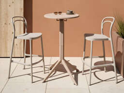Beliani Garden Bar Table Legrena 60 Cm 60 Cm Beige - thumbnail 2