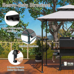 Outdoor Grill Gazebo Double Tiered Bbq Canopy Tent - thumbnail 5