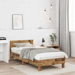 Berkfield Modern Old Wood Bed Frame 90X200 Cm - Made From Engineered Wood - thumbnail 4