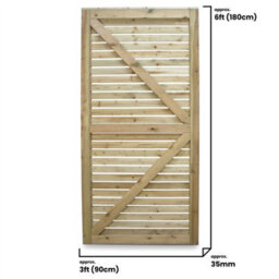 Premier Garden Supplies Slatted Garden Gate Roma Range H.6Ft X W.3Ft Fully Framed Wooden Pressure Treated Decorative Venetian Timber Garden Door - thumbnail 8