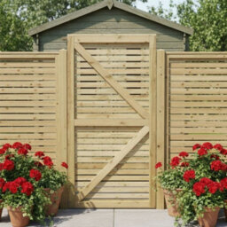 Premier Garden Supplies Slatted Garden Gate Roma Range H.6Ft X W.3Ft Fully Framed Wooden Pressure Treated Decorative Venetian Timber Garden Door - thumbnail 4