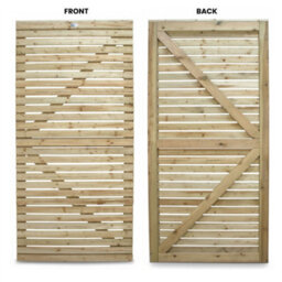 Premier Garden Supplies Slatted Garden Gate Roma Range H.6Ft X W.3Ft Fully Framed Wooden Pressure Treated Decorative Venetian Timber Garden Door - thumbnail 9
