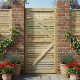 Premier Garden Supplies Slatted Garden Gate Roma Range H.6Ft X W.3Ft Fully Framed Wooden Pressure Treated Decorative Venetian Timber Garden Door - thumbnail 6