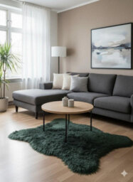 Homespace Direct Ltd Homespace Direct Luxury Faux Rabbit Fur Rug With Suede Backing Area Rug Plush Soft Accent Rug Dark Green 60X90Cm - thumbnail 2