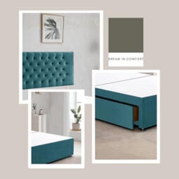 Emerald Green Plush Fabric 4Ft6 Double Bed Frame With 20 Inch Chesterfiled Headboard And 2 Drawers - thumbnail 3