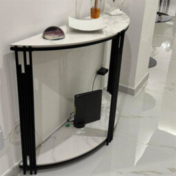 Industrial Console Table Slim Narrow Sofa Table Entryway Display Shelf - thumbnail 1