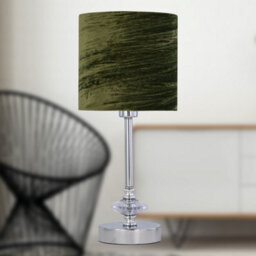 First Choice Lighting Set Of 2 Chrome Jewelled Table Lamp With Green Crushed Velvet Shades - thumbnail 6