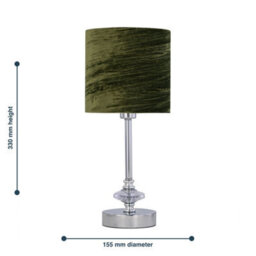 First Choice Lighting Set Of 2 Chrome Jewelled Table Lamp With Green Crushed Velvet Shades - thumbnail 7