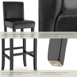 Tectake Bar Stools With A Padded Backrest And Faux Leather Cover - Black, Set Of 6 - thumbnail 5