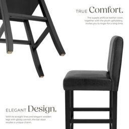 Tectake Bar Stools With A Padded Backrest And Faux Leather Cover - Black, Set Of 6 - thumbnail 3