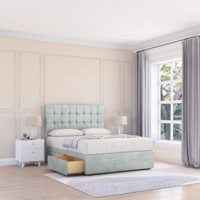 "Sloomy 5Ft Alabama Divan Bed Base Silver Naples ,2 Drawers & 26"" Struts Headboard - King" - image 1